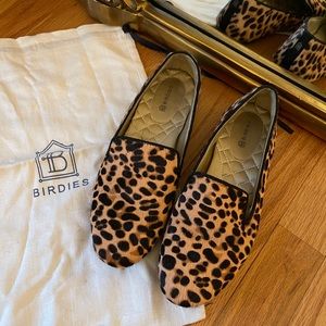 Birdies The Starling leopard pony hair flats